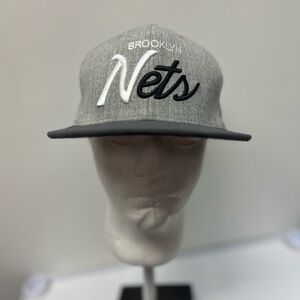 NBA Brooklyn Nets Mitchell & Ness SnapBack Baseball Hat Gray Black OSFA Casual